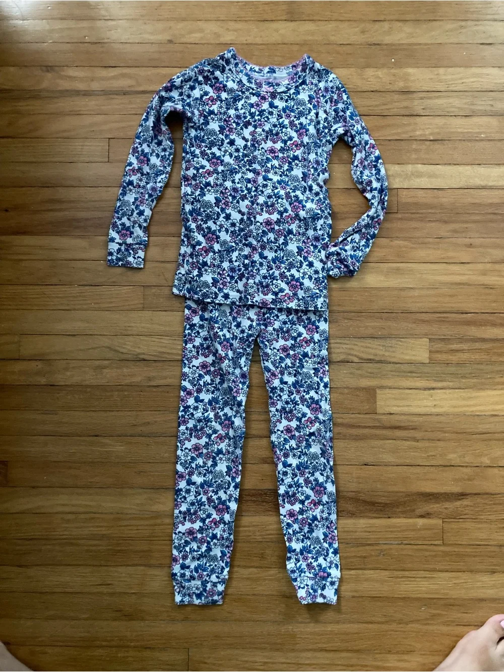 GAP Floral Long-Sleeve Pajama Set - White, Blue & Pink